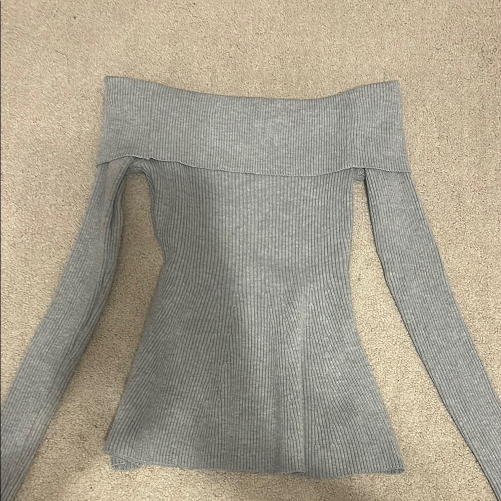 Gray Off-Shoulder Women's Sweater